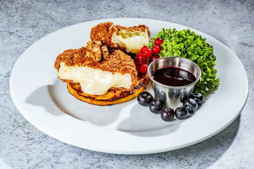 Camembert fried in a walnut coat